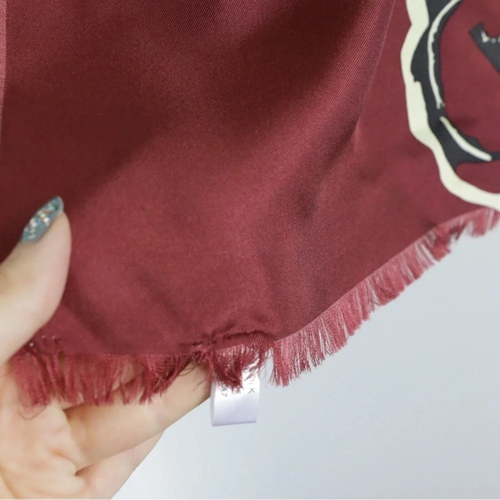 Talbots floral print square scarf silk maroon soft autumn fall vibes academia - Picture 4 of 4